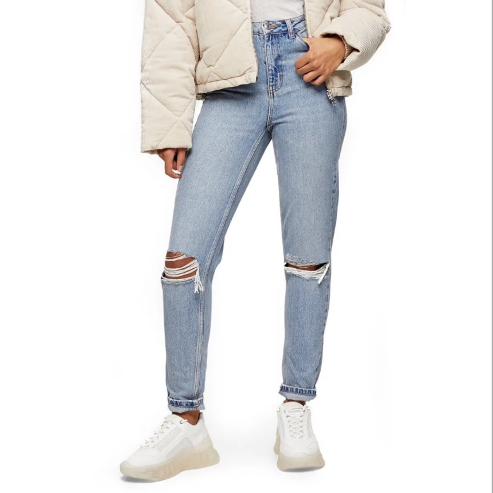 Topshop Double Ripped Mom Jeans